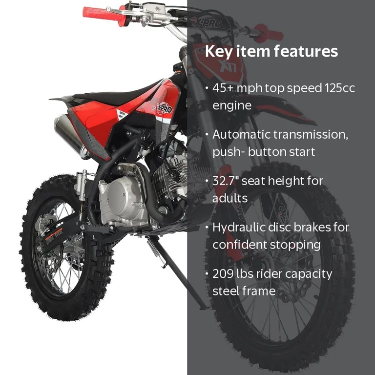 X-Pro X17 125cc Dirt Bike, Auto Transmission, Electric Start, 17