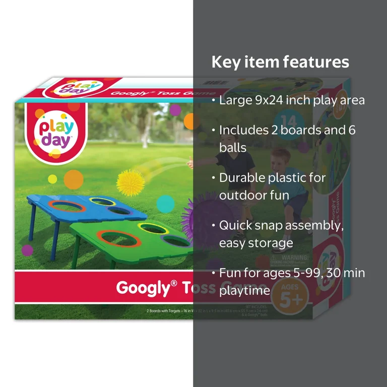 Play Day Googly Toss Game, Plastic, 2 Target Boards and 6 Googly
