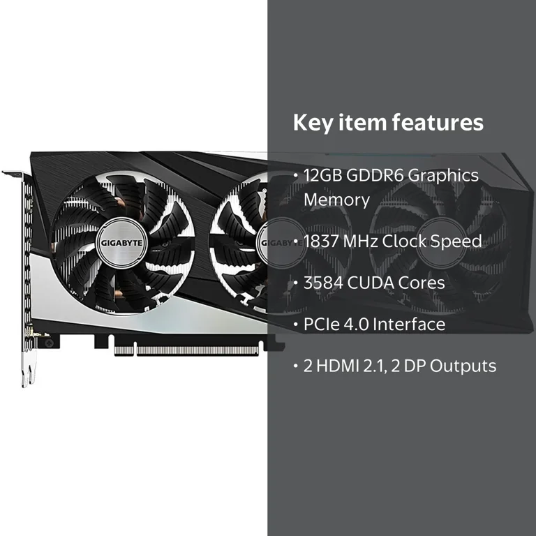 GIGABYTE GeForce RTX 3060 12GB GDDR6 ATX Gaming OC Video Card GV
