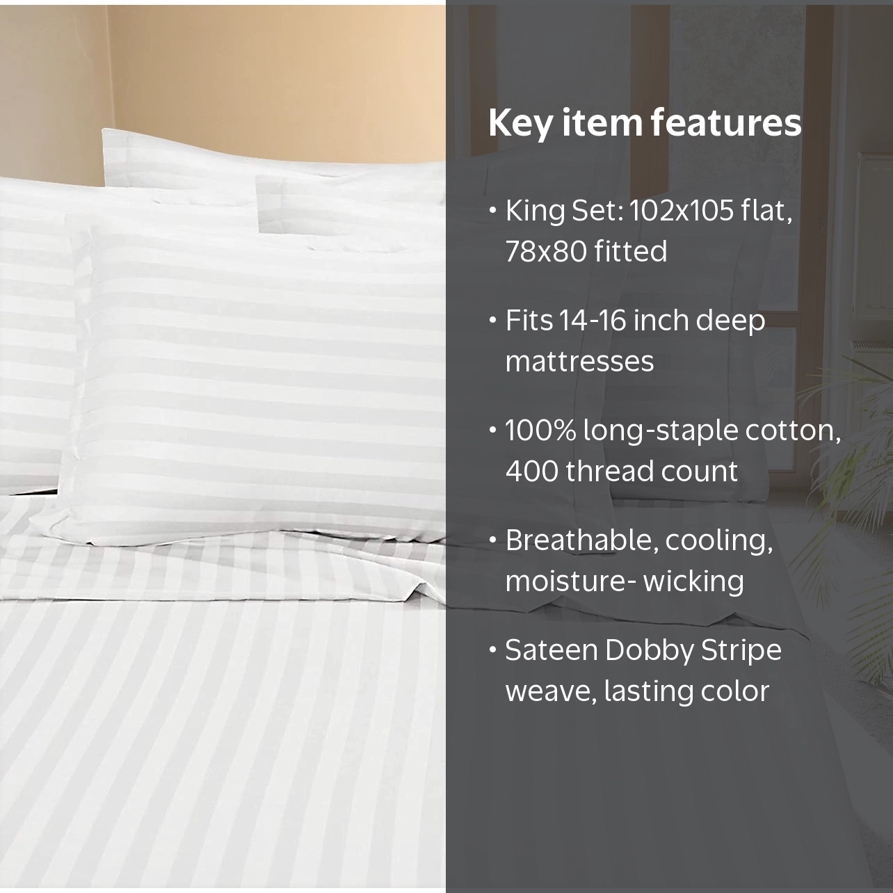 Deluxe Hotel Collection King Size 4 Piece Dobby Stripe Bed Sheets