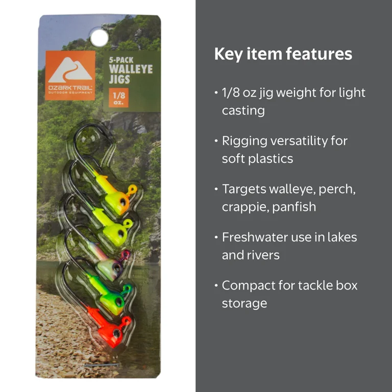 Ozark Trail Walleye Fishing Jig Heads 1/8 oz - Tackle for Anglers