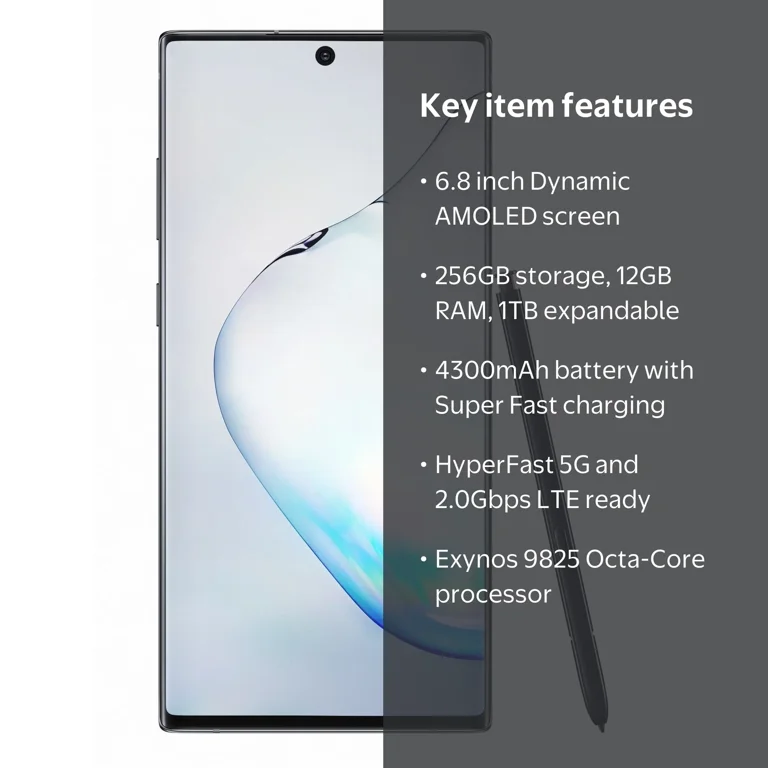 AT&T Compatible SAMSUNG Galaxy Note 10+ Plus, 256GB, Unlocked GSM
