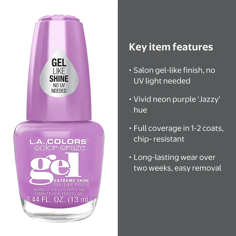 L.A. COLORS Gel Shine Like Nail Polish Jazzy 0.44 fl oz Gel‑like