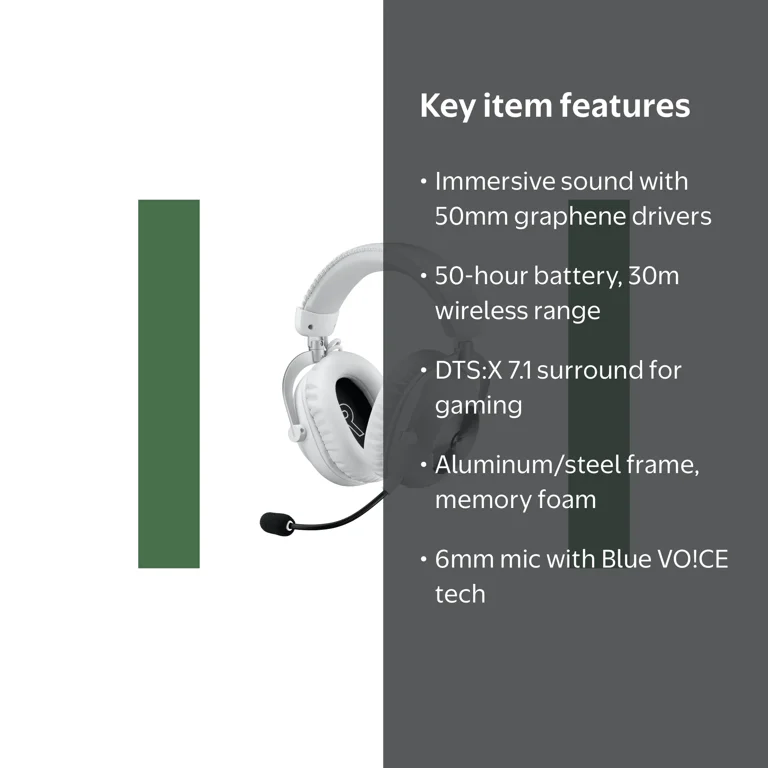 Logitech, Wireless Gaming Headset, PRO X 2 LIGHTSPEED, White