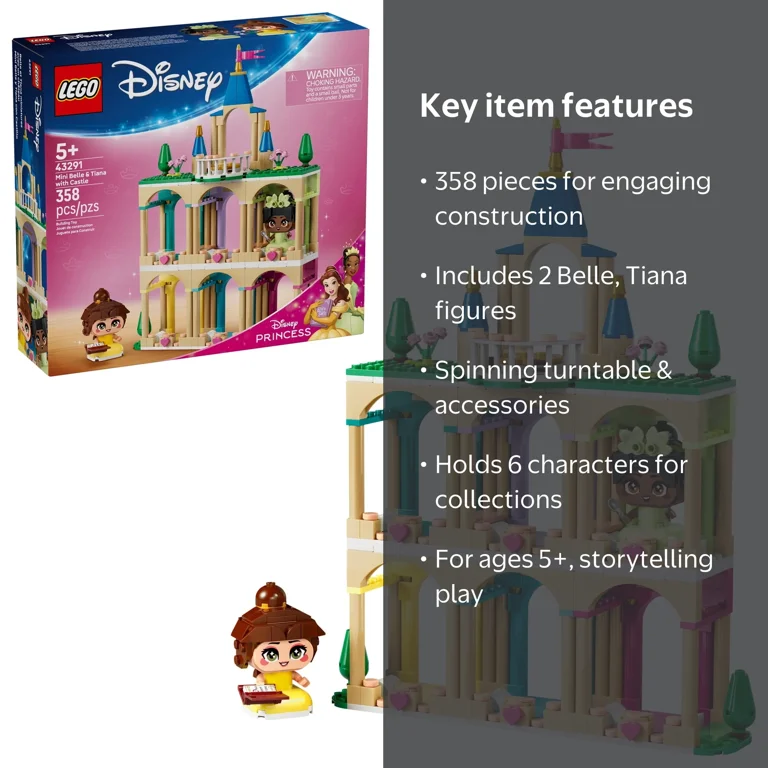 LEGO Disney Princess Mini Belle & Tiana with Castle 358 pcs, Ages
