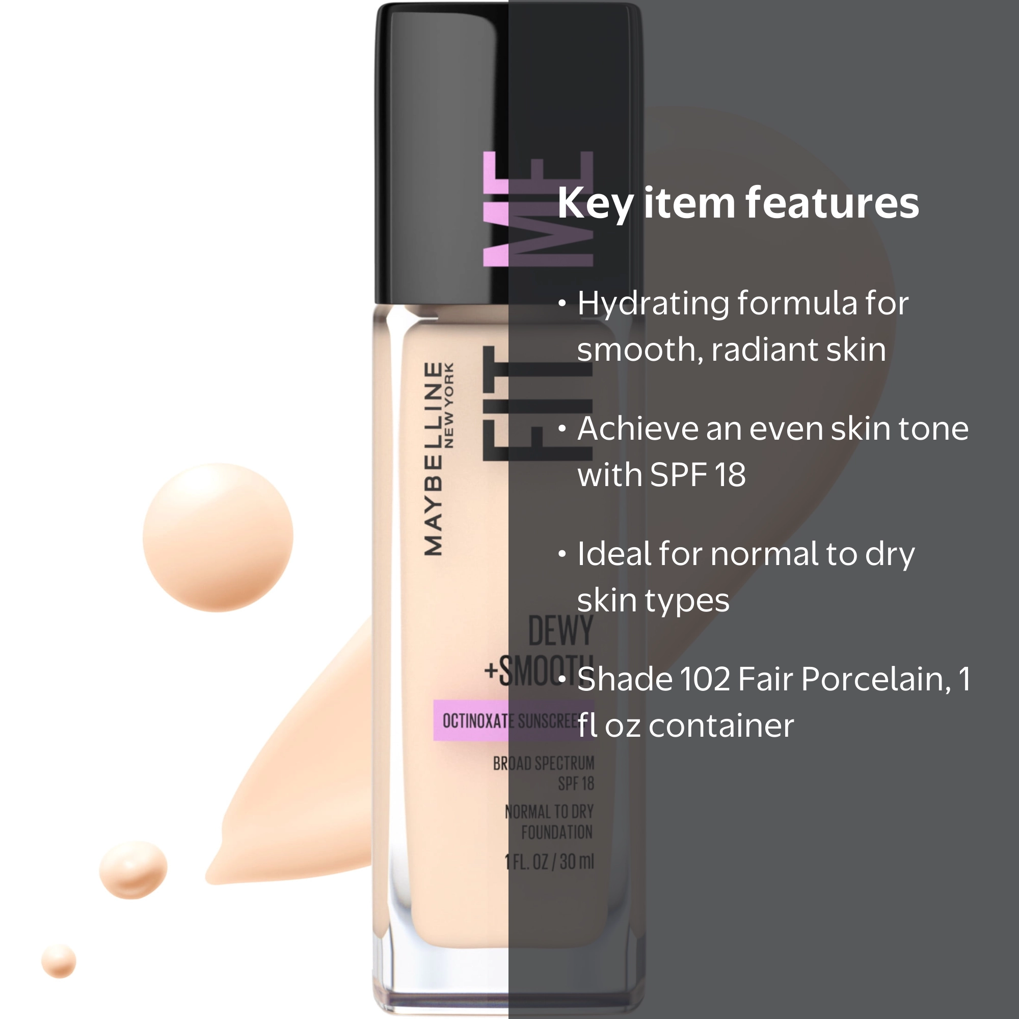 Maybelline Dewy and Smooth Liquid Foundation SPF 18 for Normal to