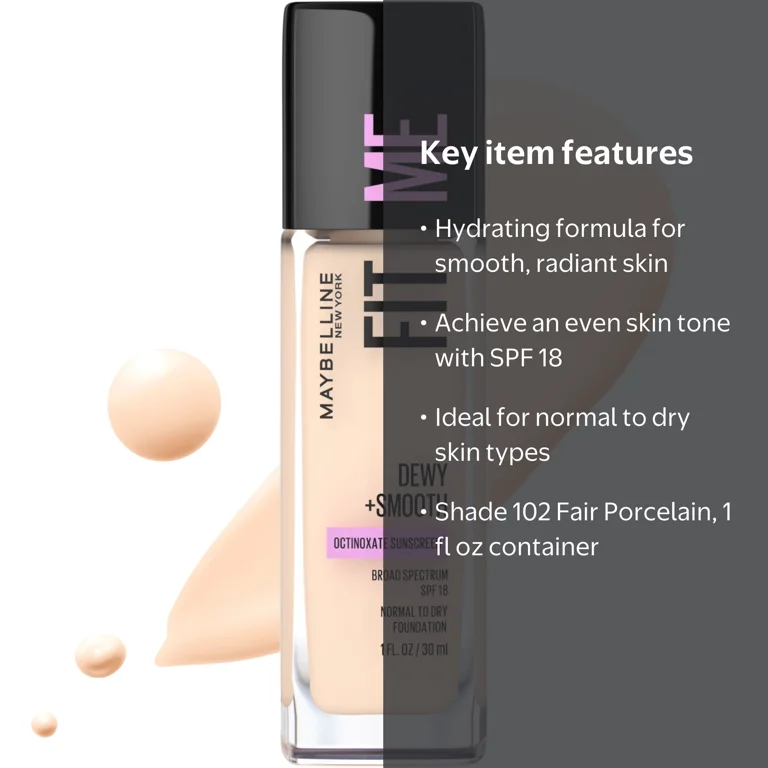 Maybelline Dewy and Smooth Liquid Foundation SPF 18 for Normal to
