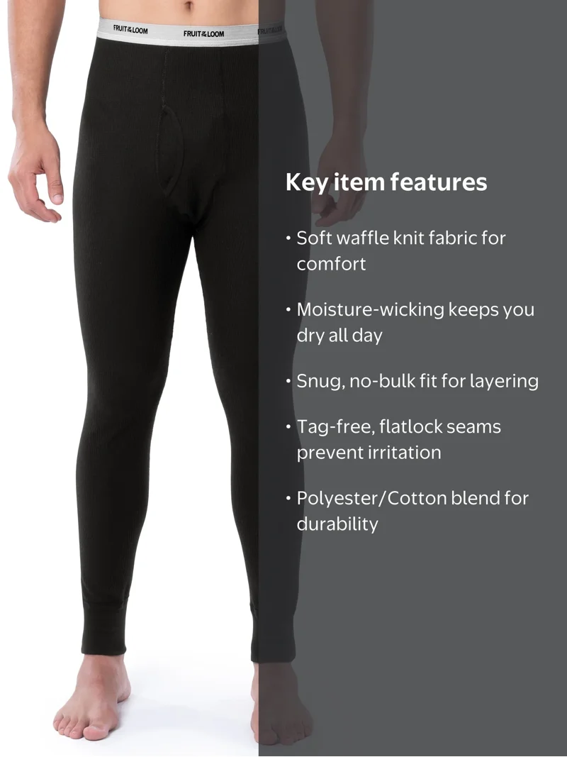 Fruit of the Loom, Men's Thermal Waffle Underwear Bottom, Sizes S