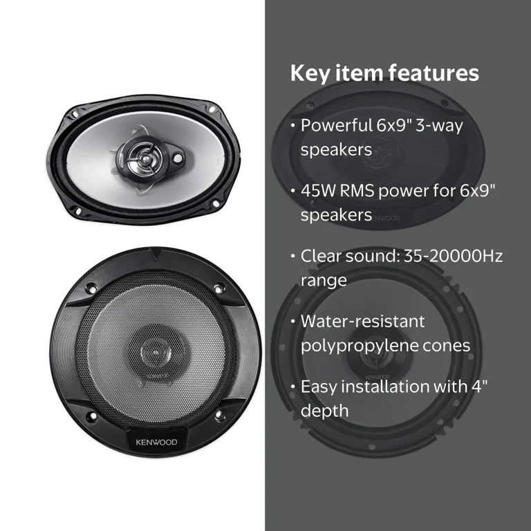 Kenwood Car Audio Stereo Speakers: 800W 6x9