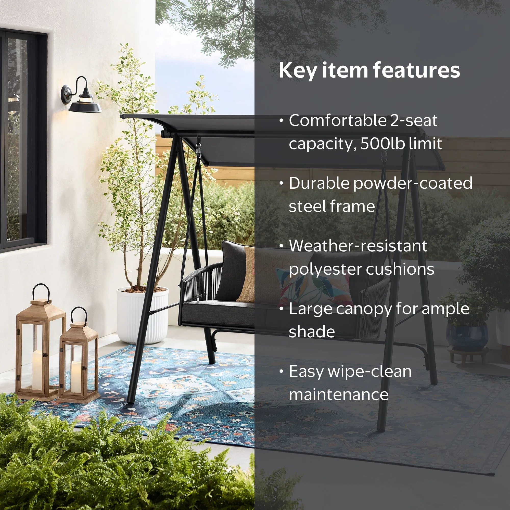 Mainstays Lawson Ridge 2-Seat Steel Outdoor Freestanding Porch
