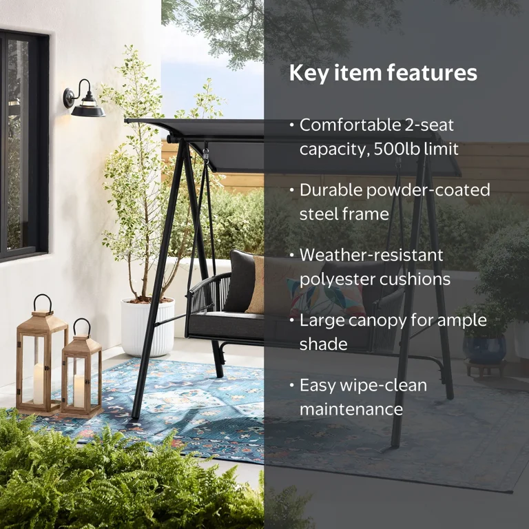 Mainstays Lawson Ridge 2-Seat Steel Outdoor Freestanding Porch
