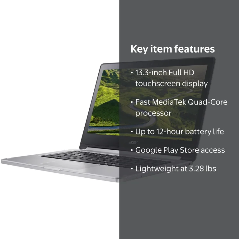 Acer Chromebook R 13 Convertible, 13.3 in, Silver, Chrome OS