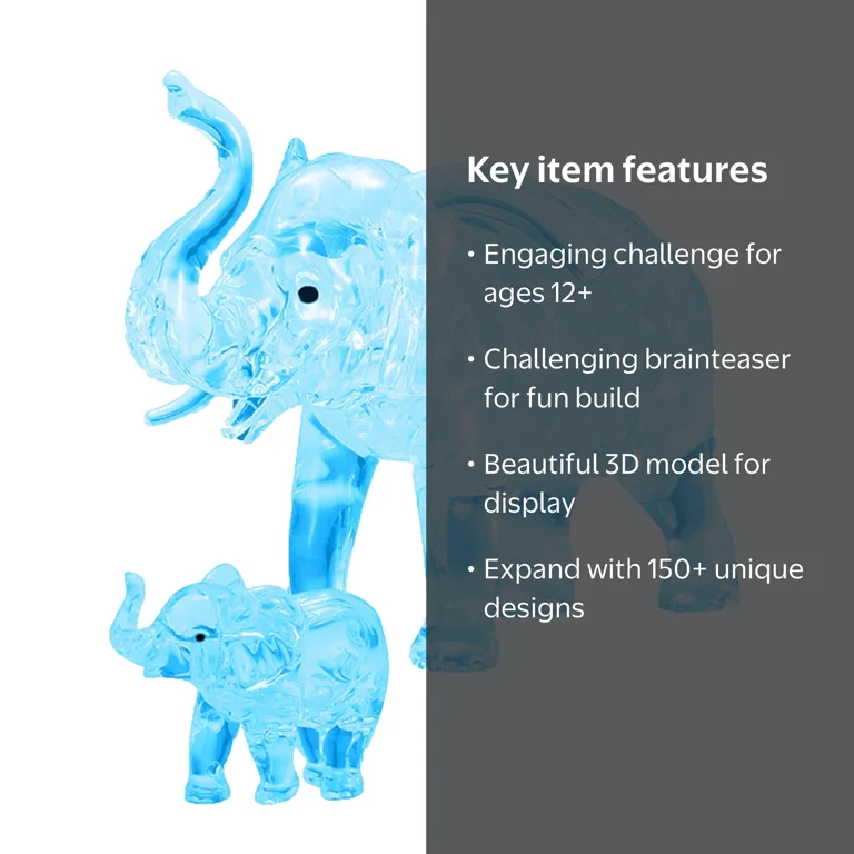 Elephant and Baby Original 3D Crystal Puzzle from BePuzzled, Ages
