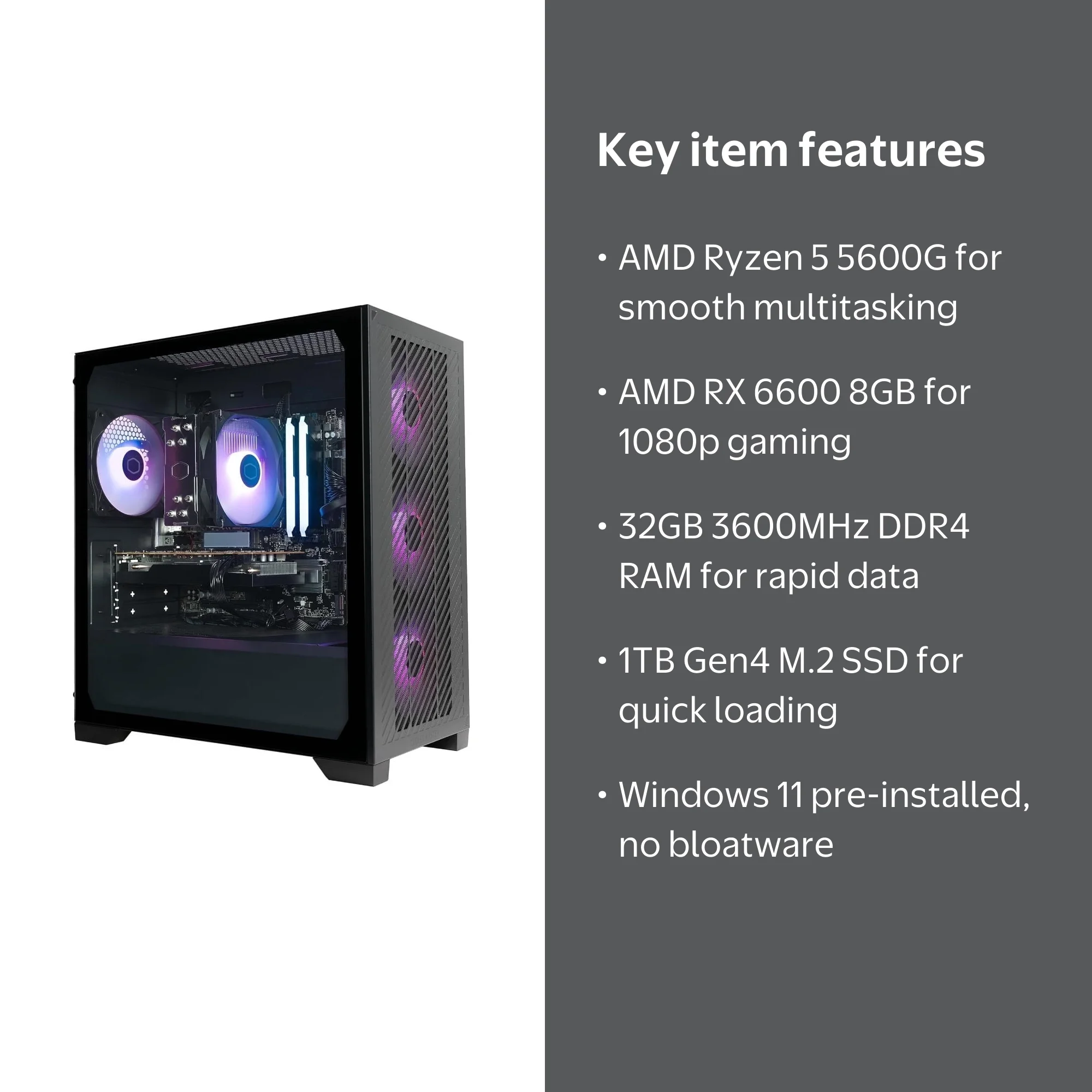 Cooler Master Elite Pro Gaming Mirco ATX AMD RYZEN 5 5600G AMD RX