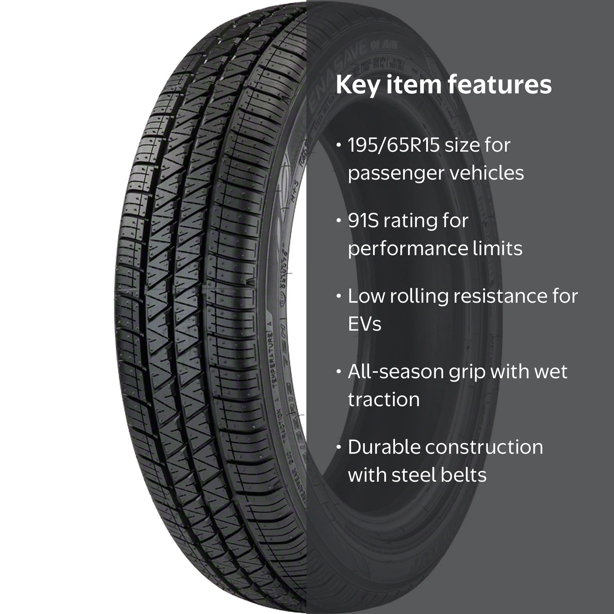 Dunlop Enasave 195/65R15 91S All-Season Passenger Tire for EVs
