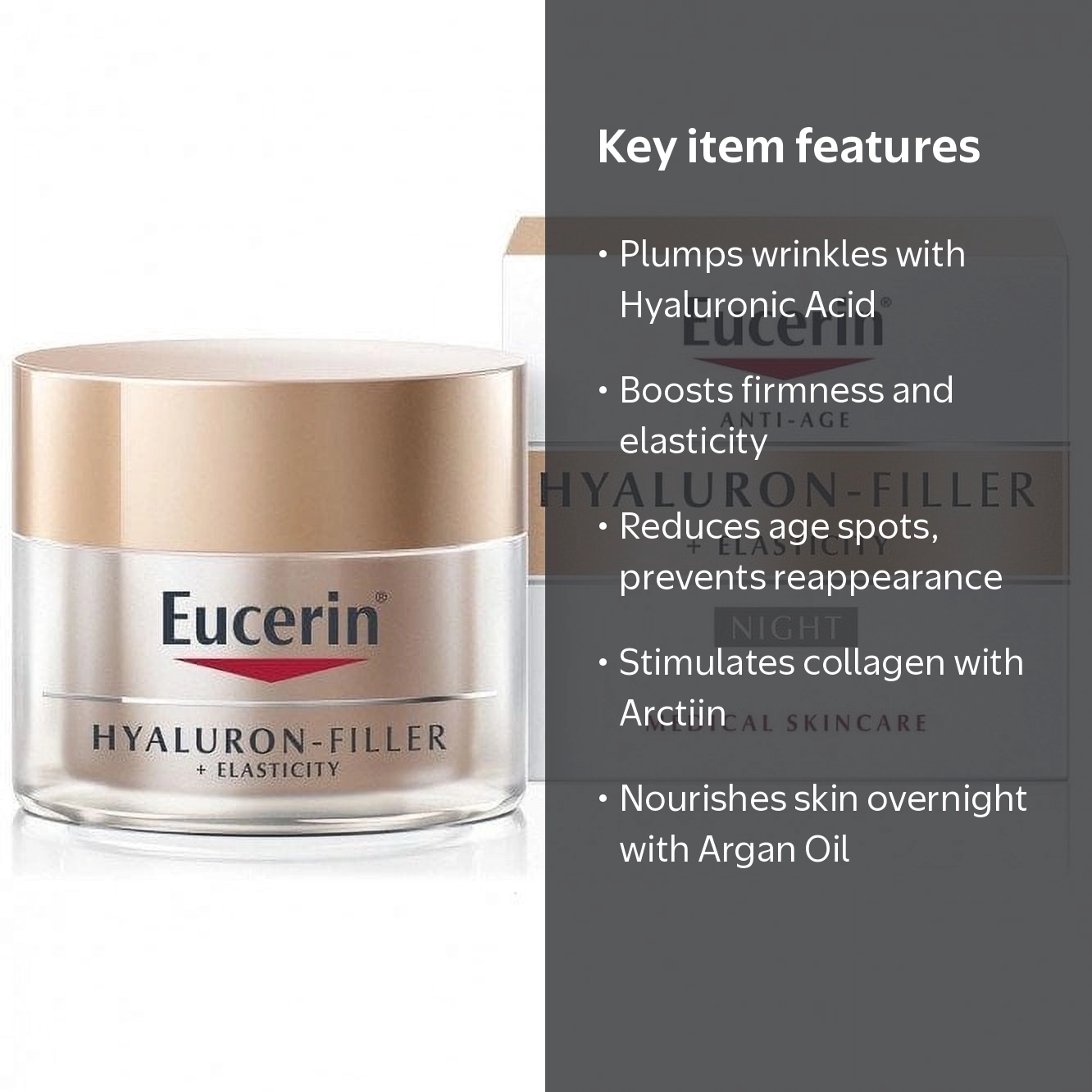 Eucerin, Elasticity + Filler Night Cream, 50ml, Visibly firm skin