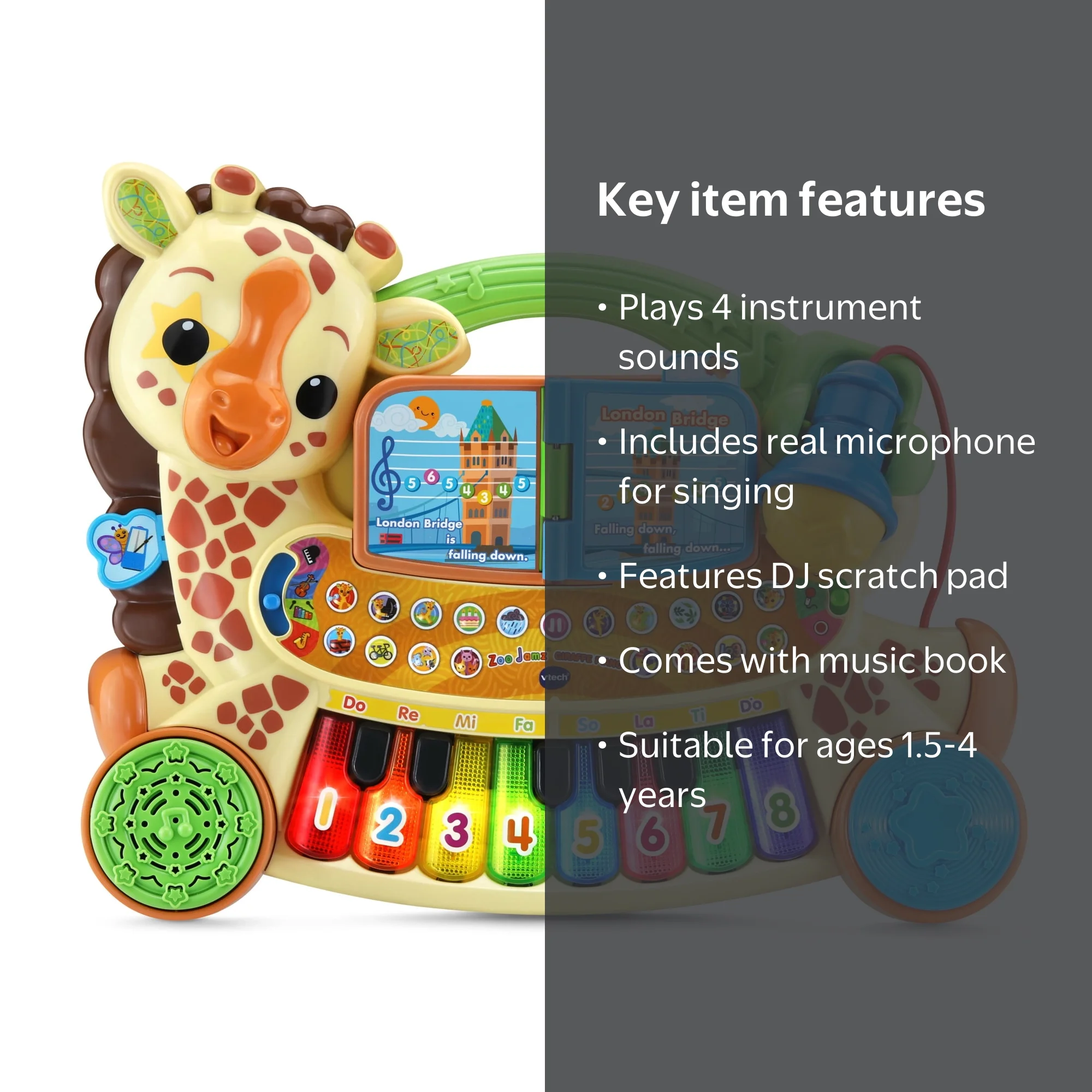 VTech Zoo Jamz Giraffe Piano Baby and Toddler Toys - Walmart.com