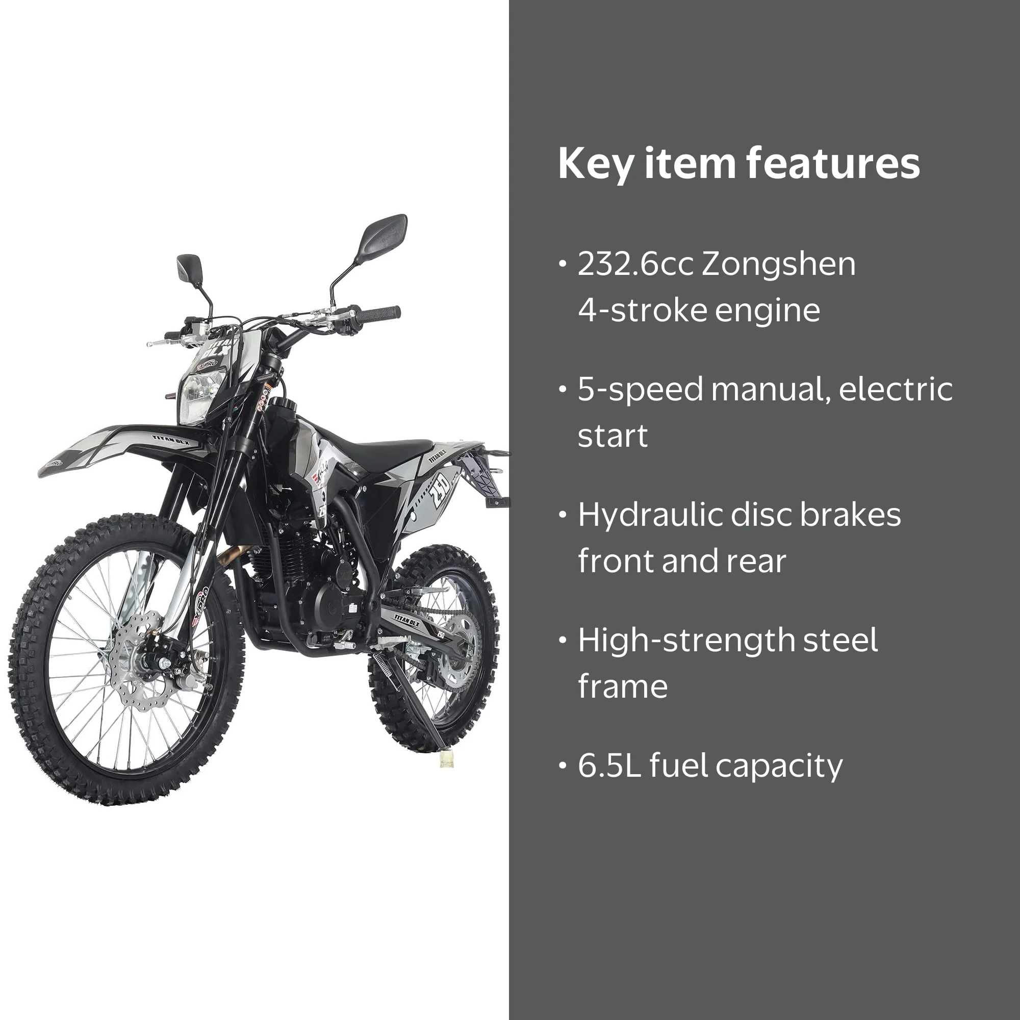 X-Pro Titan Dlx 250cc Adult Gas Motorcycle Dirt Bike, Manual