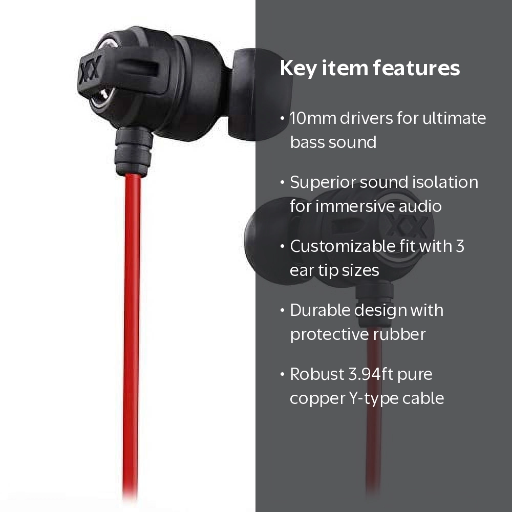 JVC HAFX1X Headphone Xtreme-Xplosivs, Black, Red - Walmart.com
