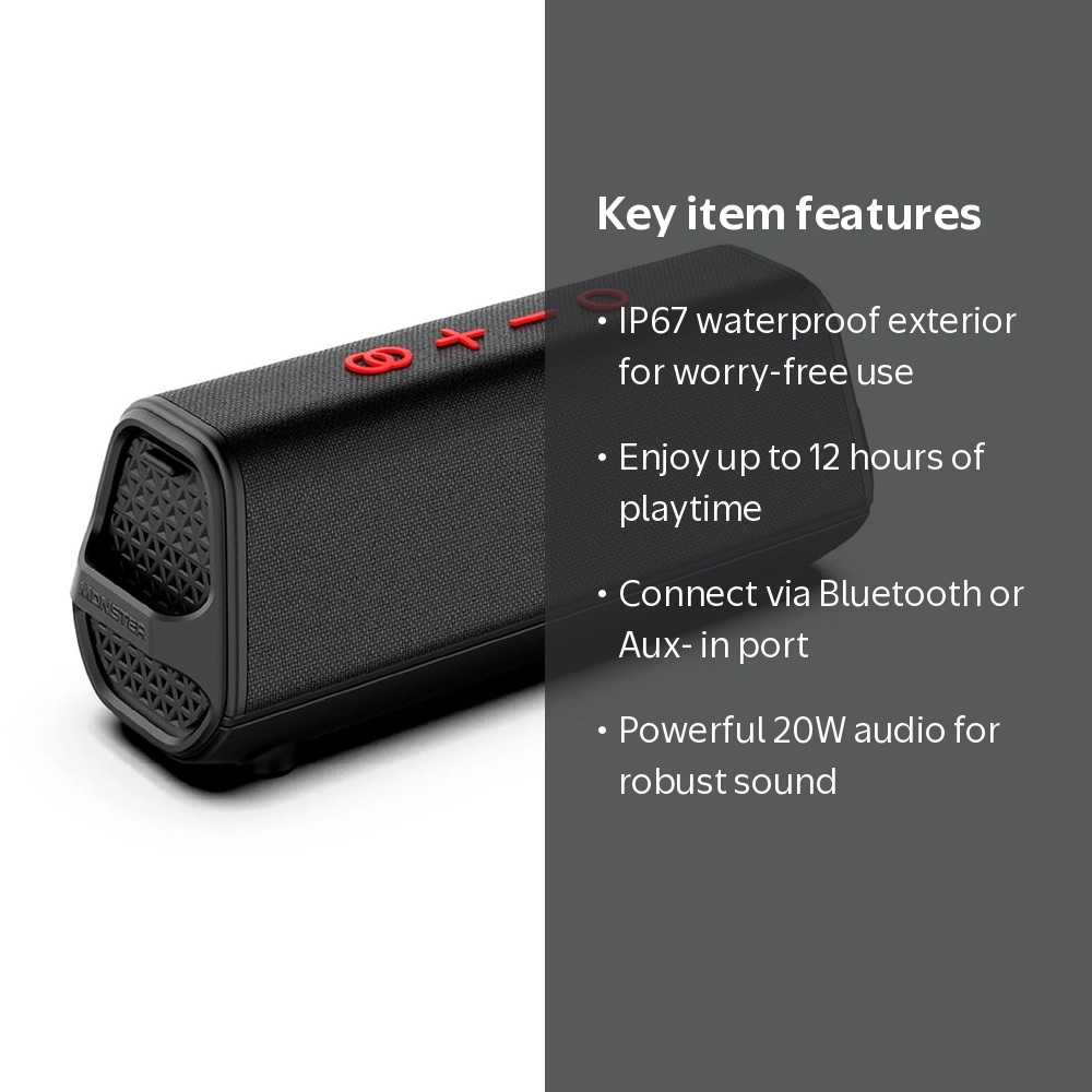 Monster Icon Waterproof Bluetooth Speaker, 12 Hours Playtime, 20W