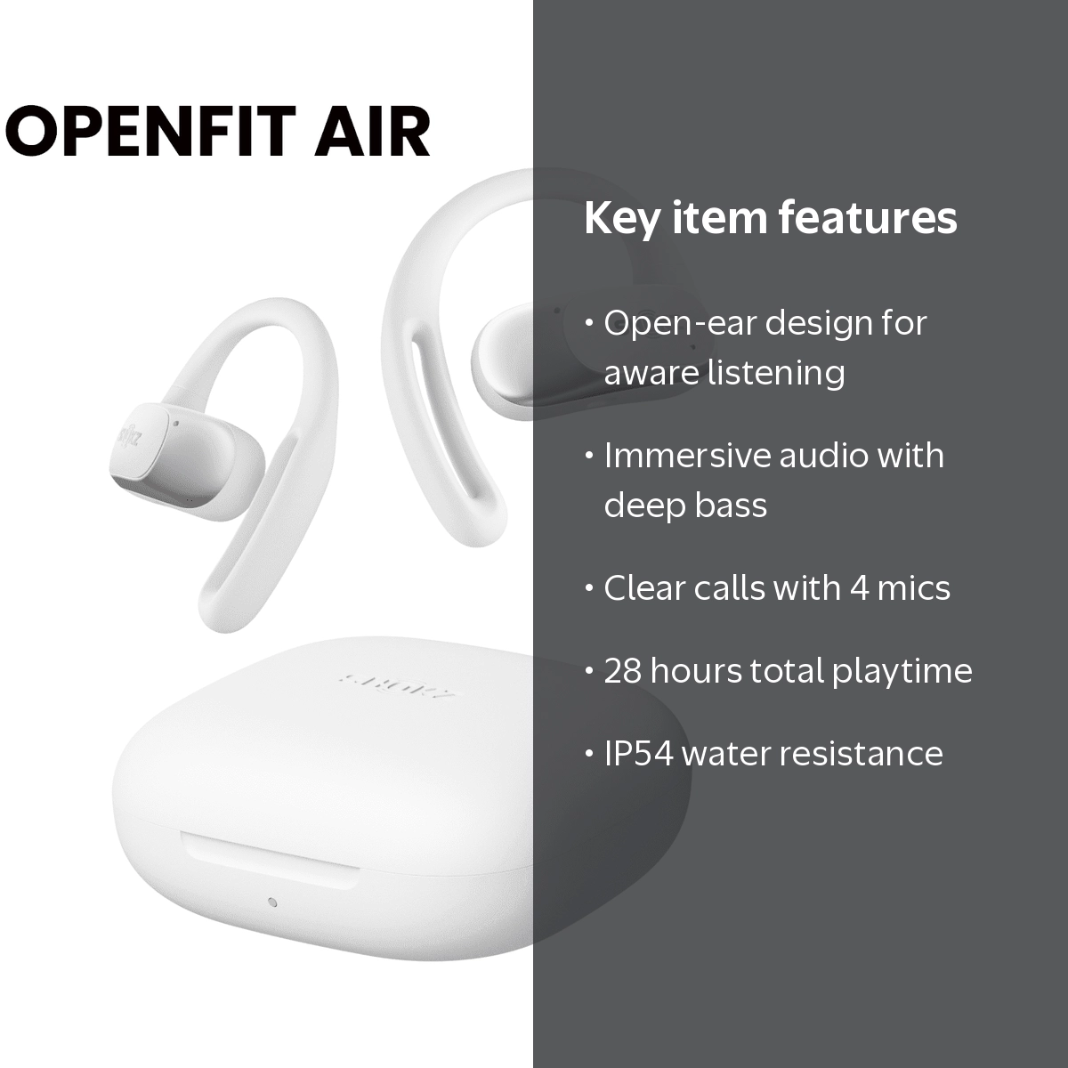 Shokz, Open-Ear Wireless Headphones, True Wireless Earbuds, White
