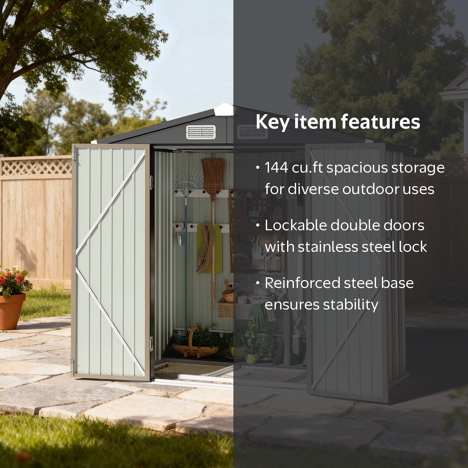 BaPiPro 6'x4' Outdoor Metal Shed with Base - Shed and Outdoor