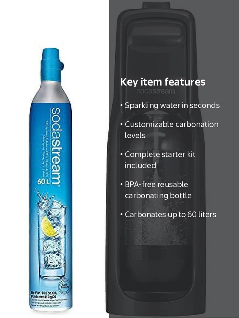 soda stream JET【炭酸メーカー】 SodaStream Jet Sparkling Water Maker, 60L CO2 Cylinder, 1L Bottle