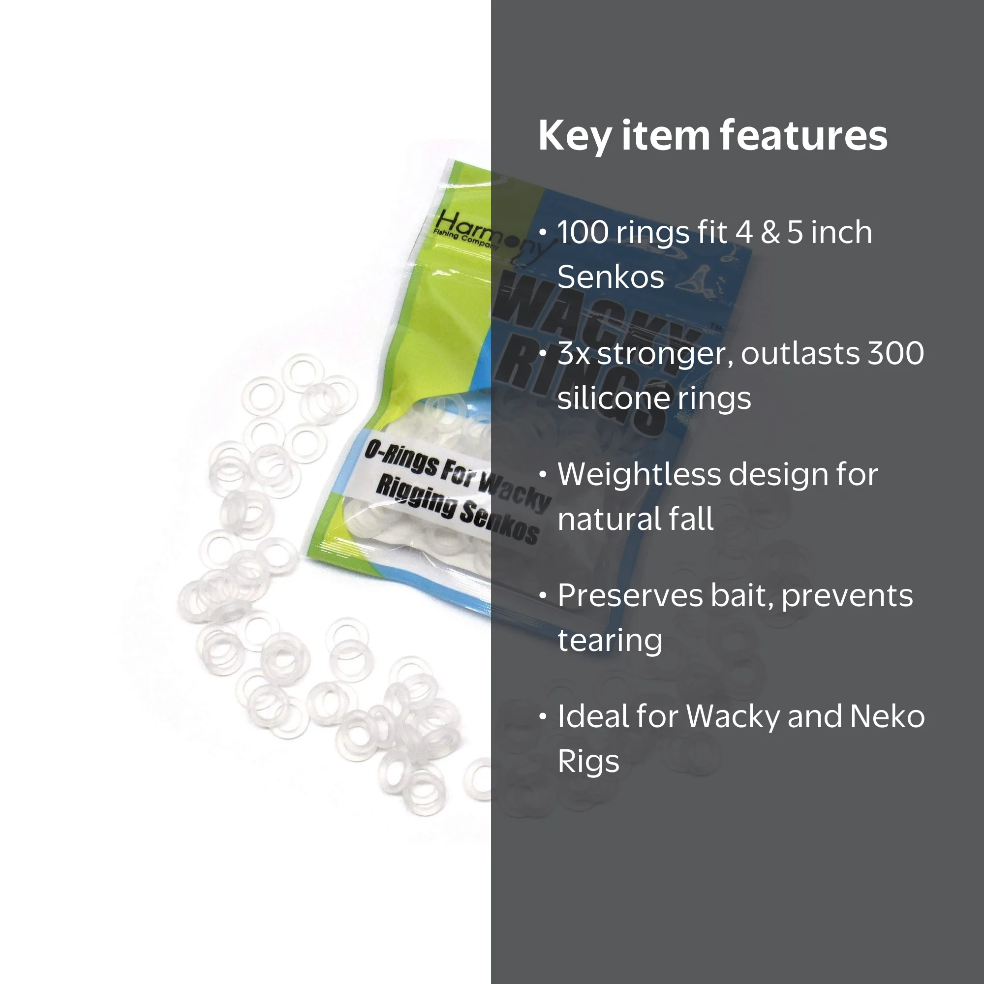 Wacky Rings - O-Rings for Wacky Rigging Senko Worms 100 orings for