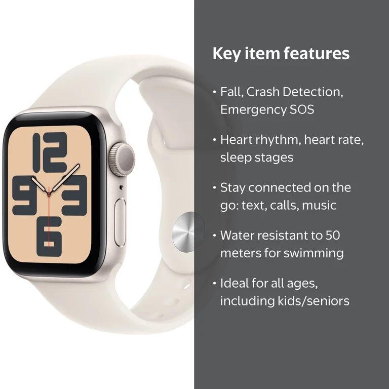 Apple Watch SE (2nd Gen) [GPS 40mm] Smartwatch with Starlight