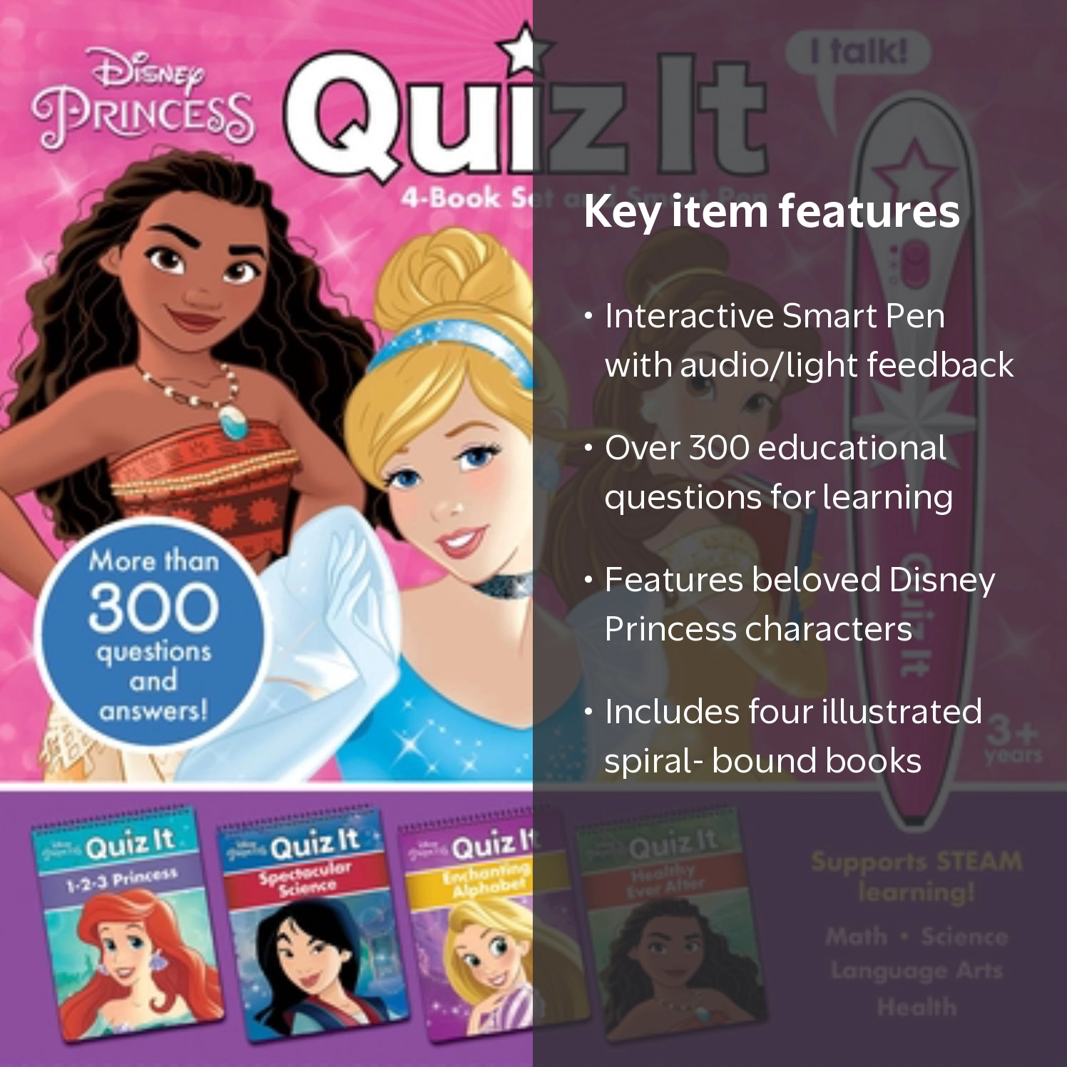 PHOENIX INTL: Disney Princess: Quiz It 4-Book Set and Smart Pen