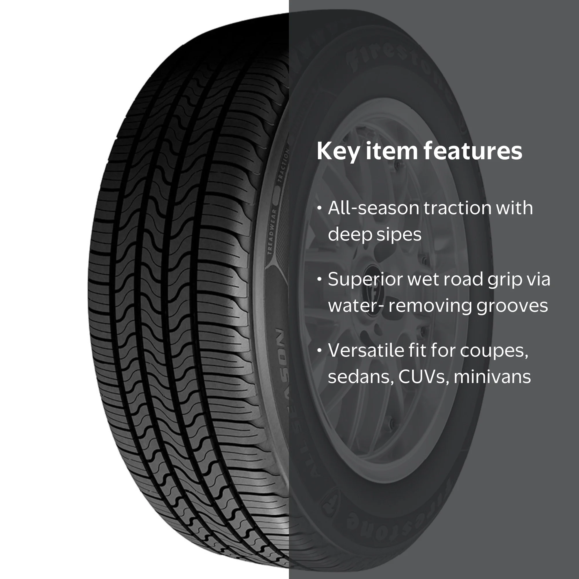 Firestone All Season All Season 225/55R18 98H Passenger Tire Firestone All Season All Season 225/55R18 98H Passenger Tire