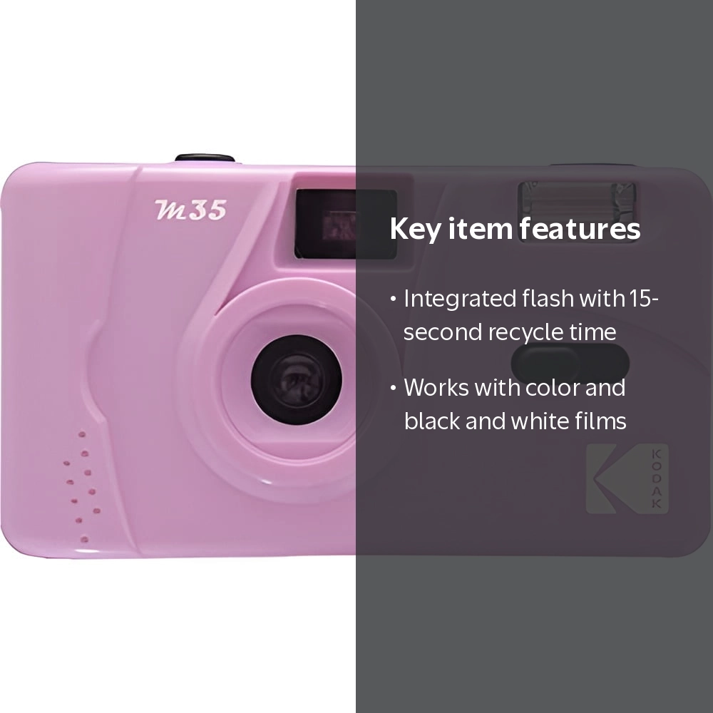Kodak M35 Reusable 35mm Film Camera, Purple, Focus-Free, Built-in