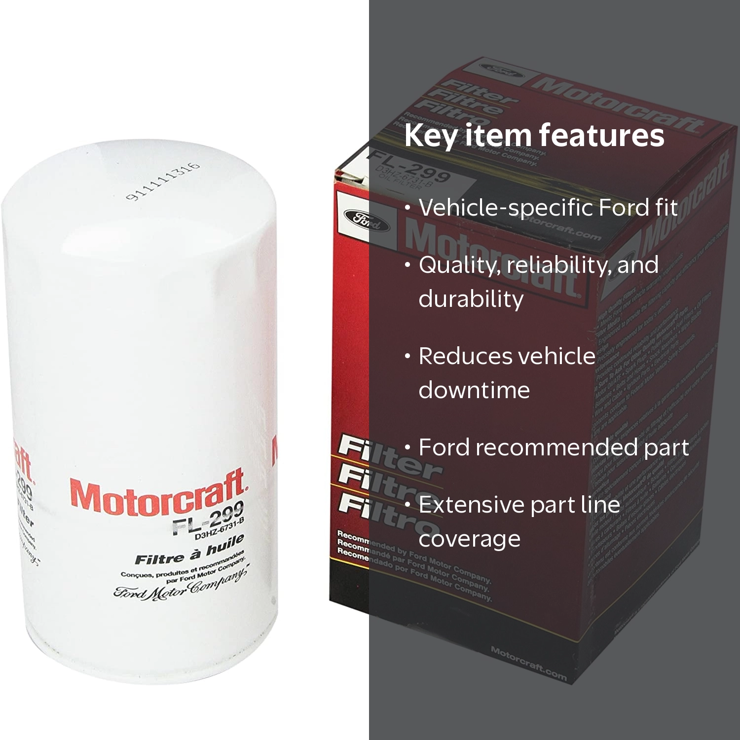 Motorcraft, Engine Oil Filter, FL-299, Vehicle Specific - Walmart.com