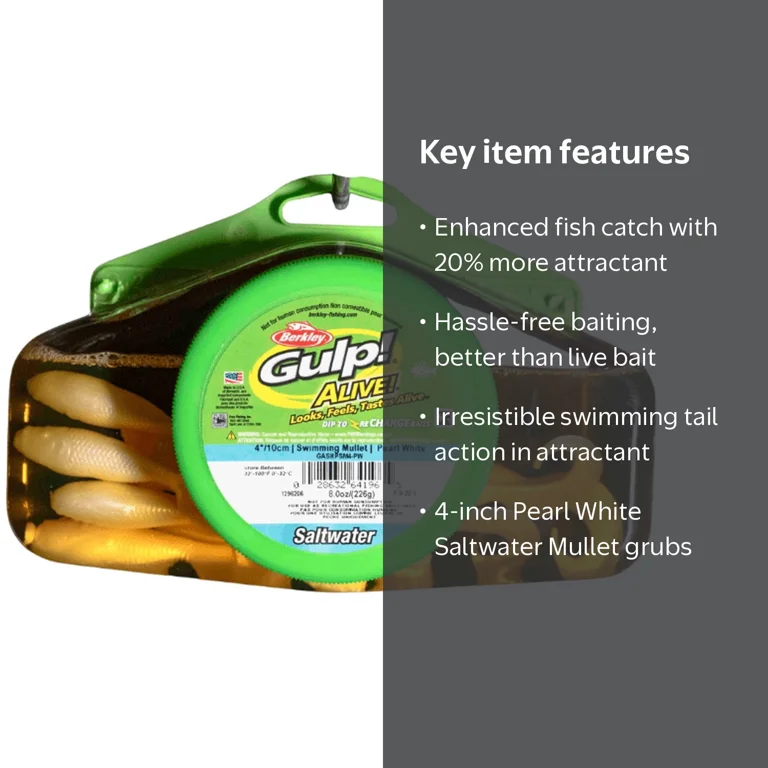 Gulp! Alive! Saltwater Swimming Mullet Soft Bait with Natural