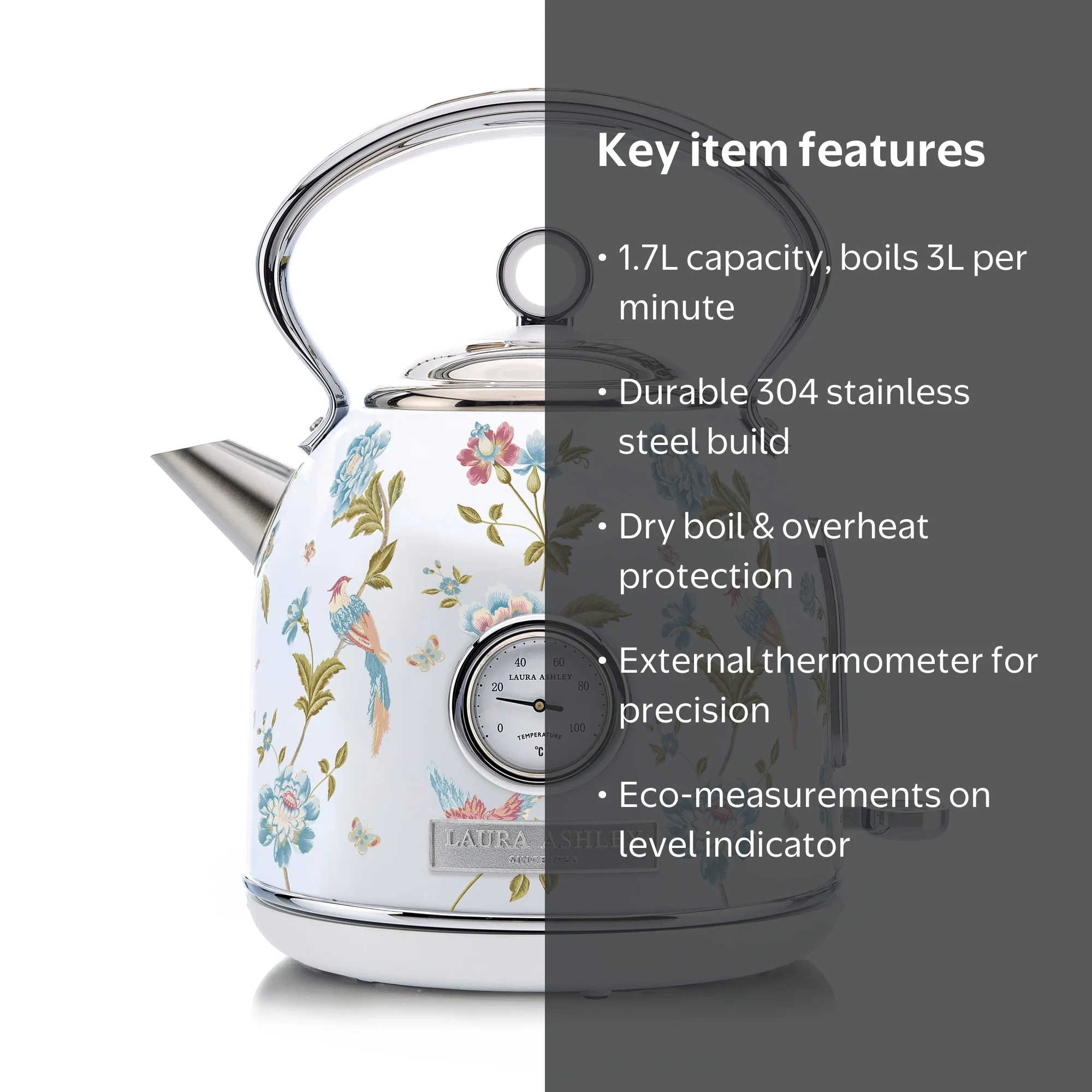 Laura Ashley Dome Kettle - 1.7L Stainless Steel - Walmart.com