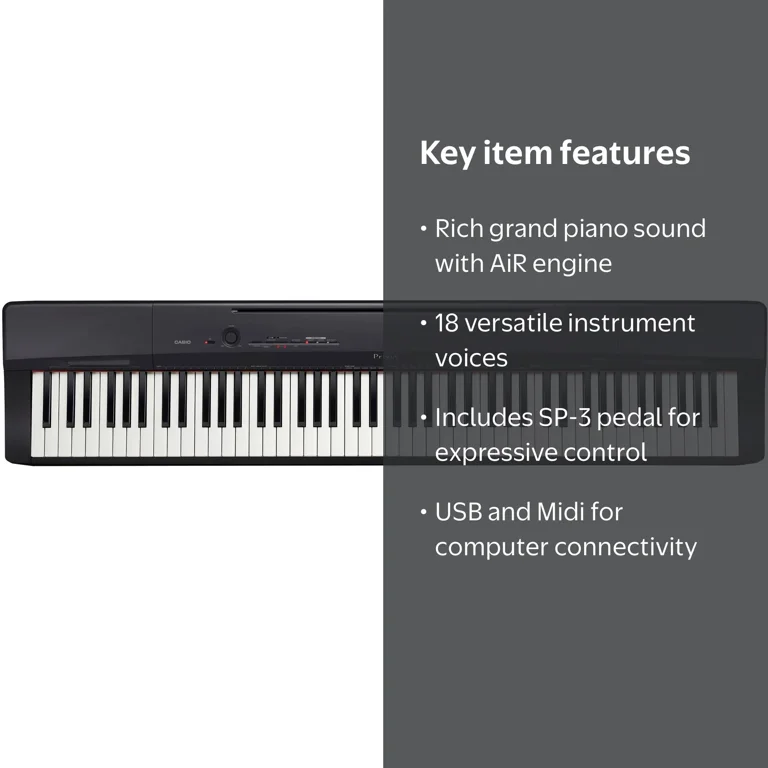 Privia 88-Note w/AiR Sound,USB, and Midi -Black - Walmart.com