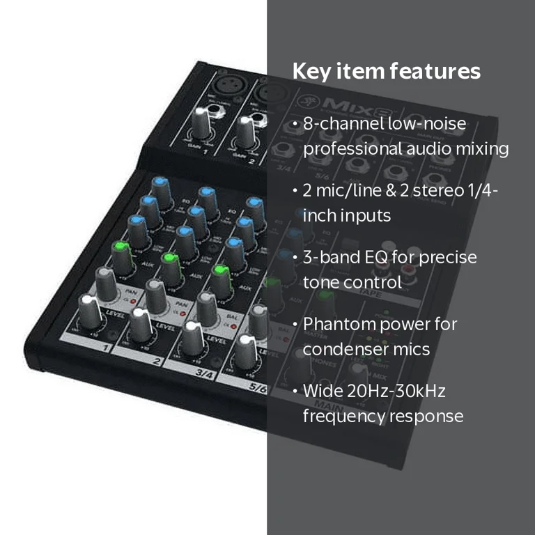 Mackie Mix8 Durable Recording Studio 8 Channel Compact Mixer with