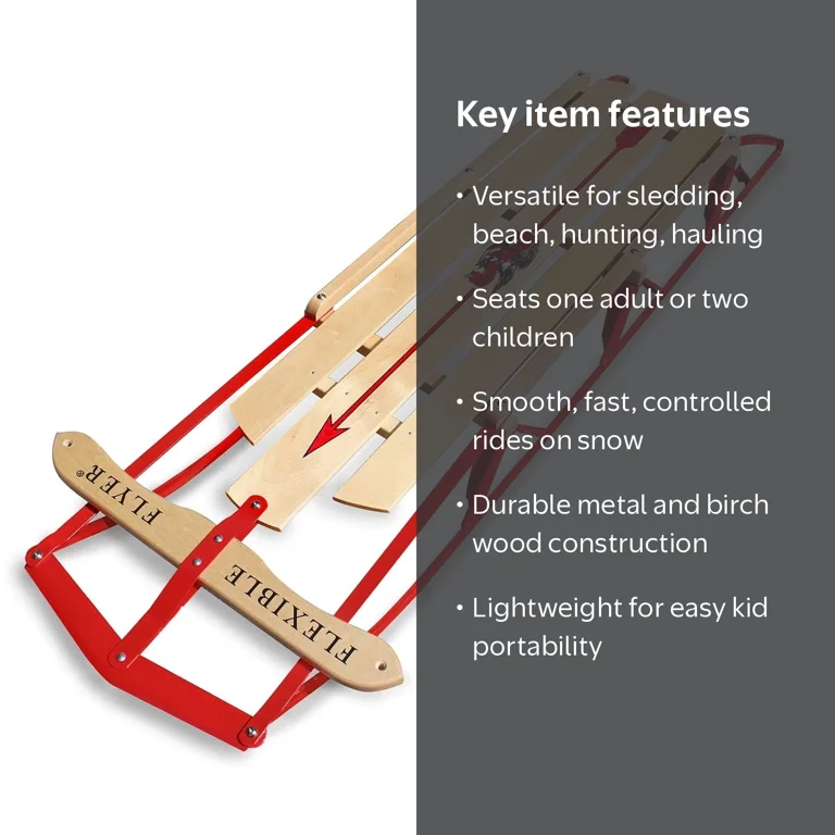 Flexible Flyer, Snow Sled, 60 inch, Steel and Wood, Red - Walmart.com