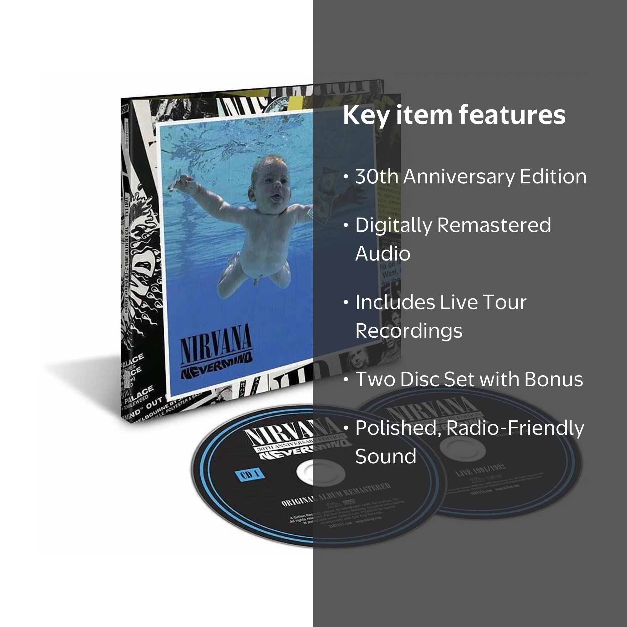 Nirvana - Nevermind 30th Anniversary Edition, 2 CD Set, Digitally