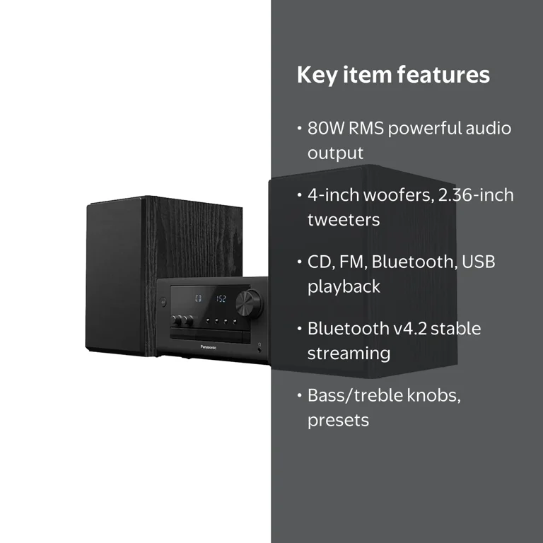Panasonic, Bluetooth Compact Home Stereo System, PM700, 2-Way