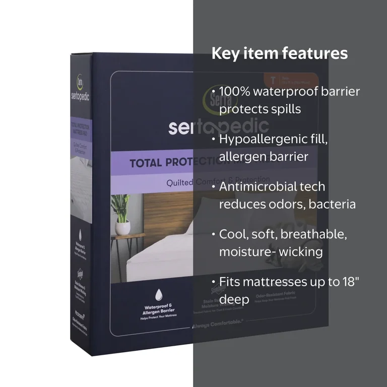 sertapedic 85GF BOX ハード Sertapedic Total Protection Waterproof Mattress Pad, Twin