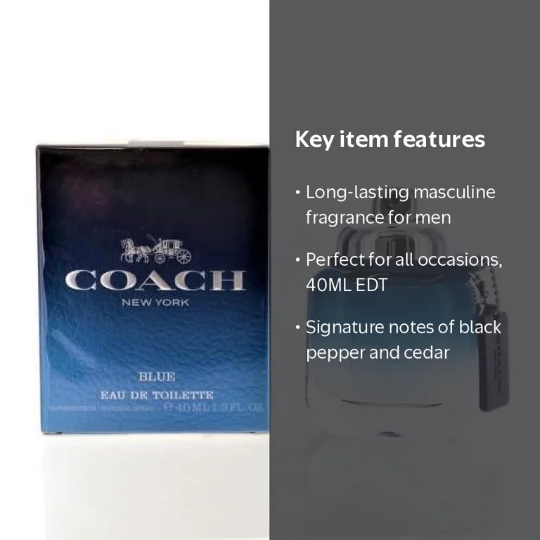 COACH Blue Men's EDT 1.3oz Perfume Cologne - Long Lasting