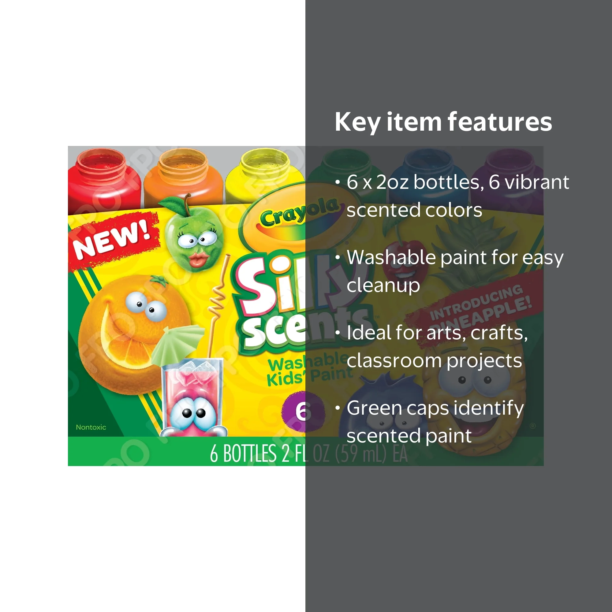 Crayola, Silly Scents Washable Kids‚Äô Paint, 6 ct, 2 oz bottles