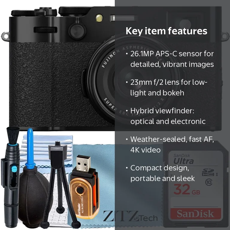 FUJIFILM X100 VI Digital Camera (Black) with 32GB Memory Card +
