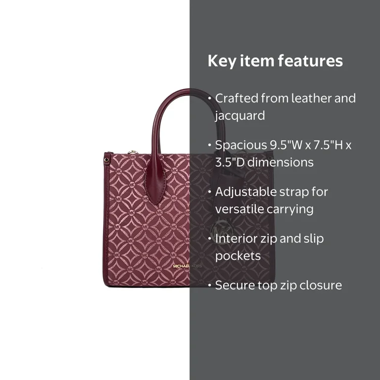 Michael Kors Mirella Small Top Zip Crossbody Tote Bag Oxblood