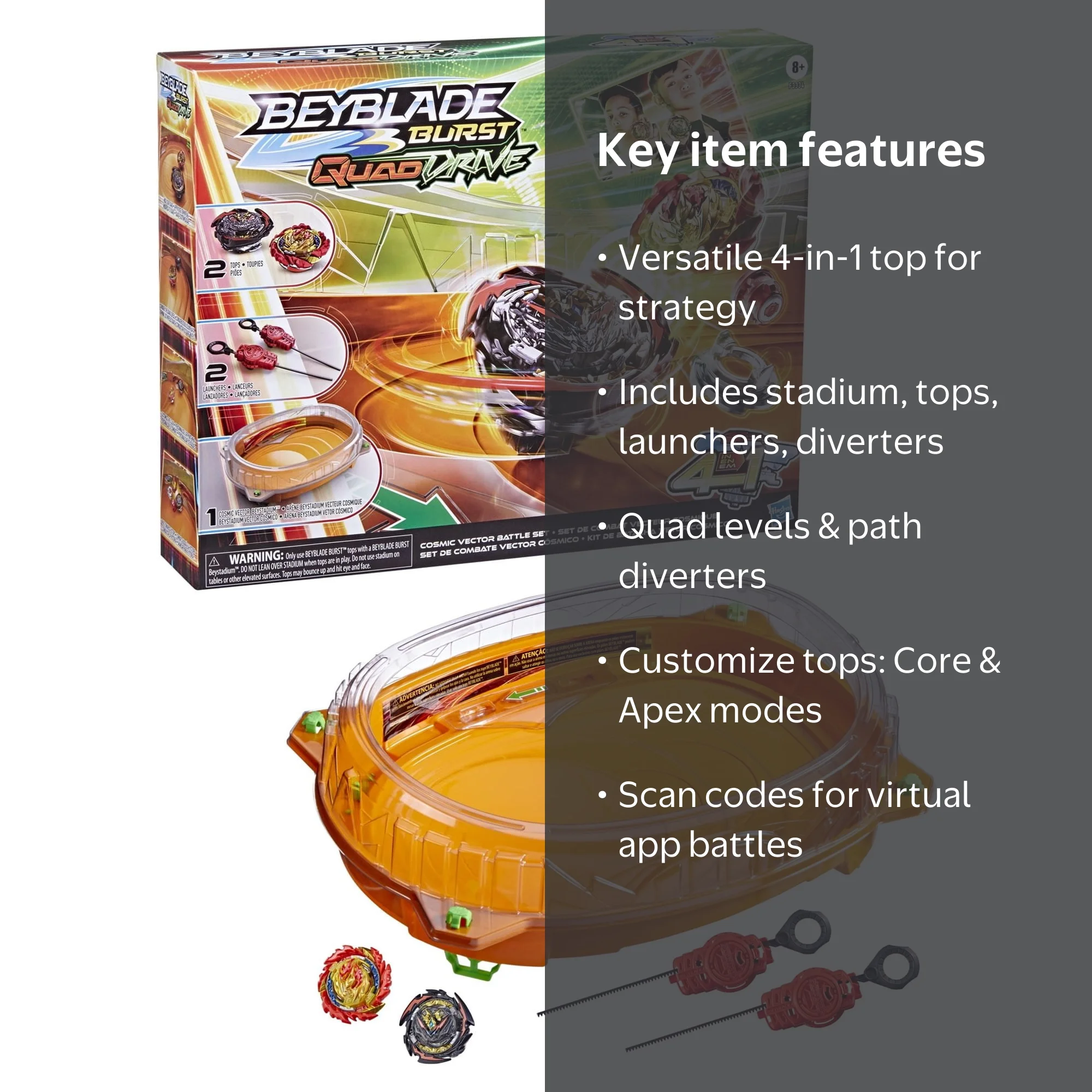 Beyblade, Battle Set, QuadDrive Cosmic Vector, with Beystadium