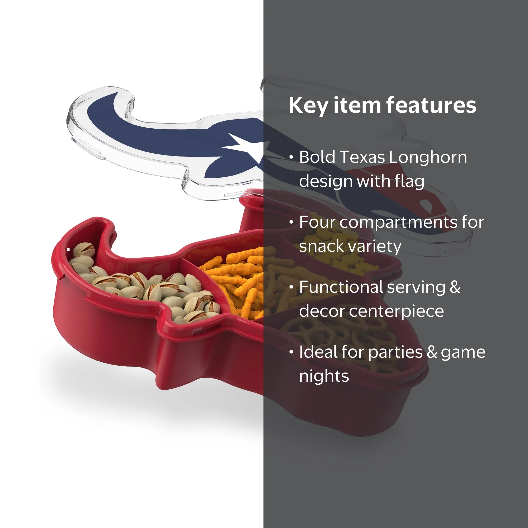 Cook with Color Texas Longhorn 4-Compartment Snack Box - Walmart.com
