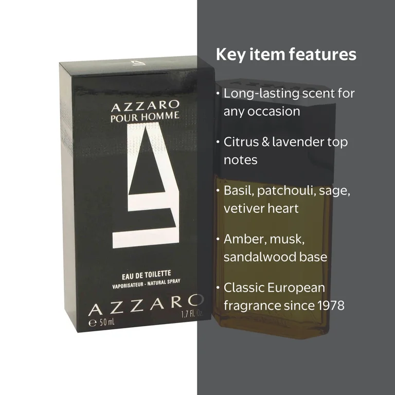 Azzaro Intense Pure Fragrance, Pour Homme Cologne for Men, 1.7 Oz