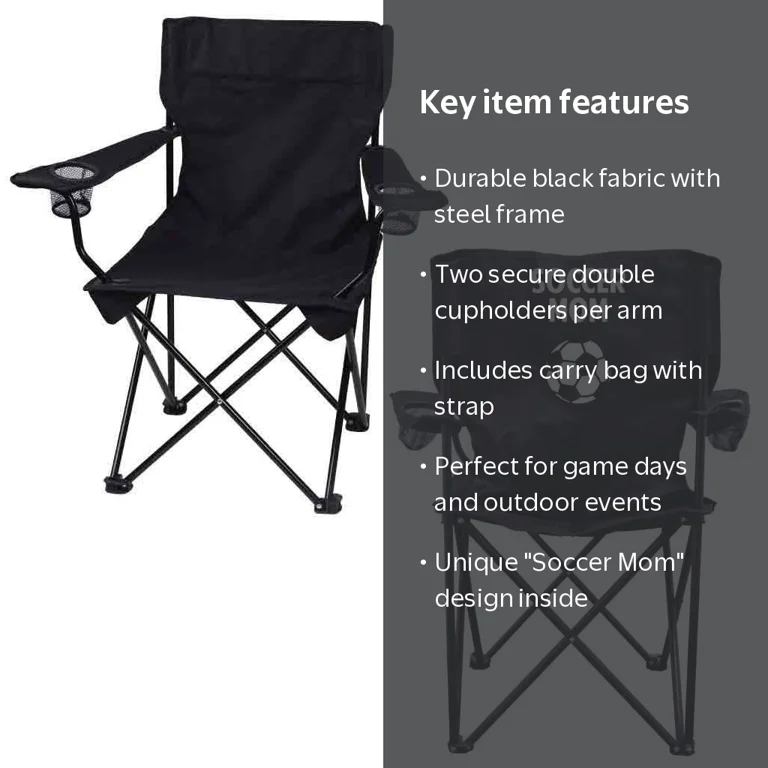 Soccer Mom Folding Camping Chair with Carry Bag, Black - Walmart.com