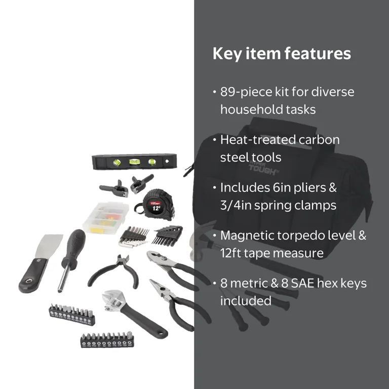 Free Shipping! Hyper Tough 89-Piece Black Household Tool Set with